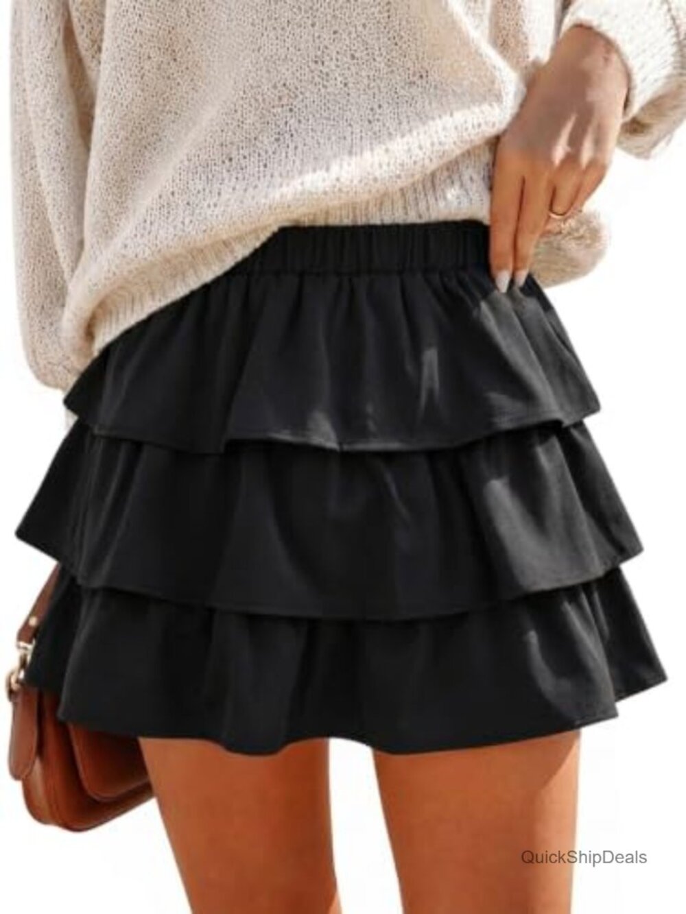 Women's Plaid Ruffle Tiered Layered Skort Pleated Mini Skirt